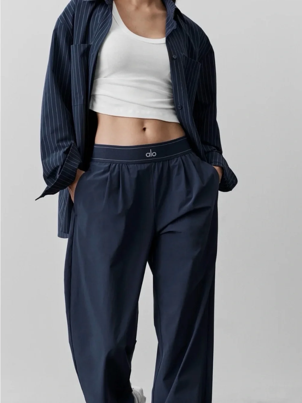 ALO Yoga Navy Wide-Leg Lounge Pants